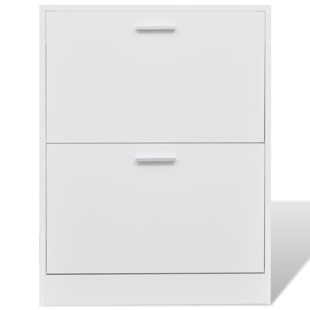 Schoenenkast met 2 vakken hout wit — afbeelding 3