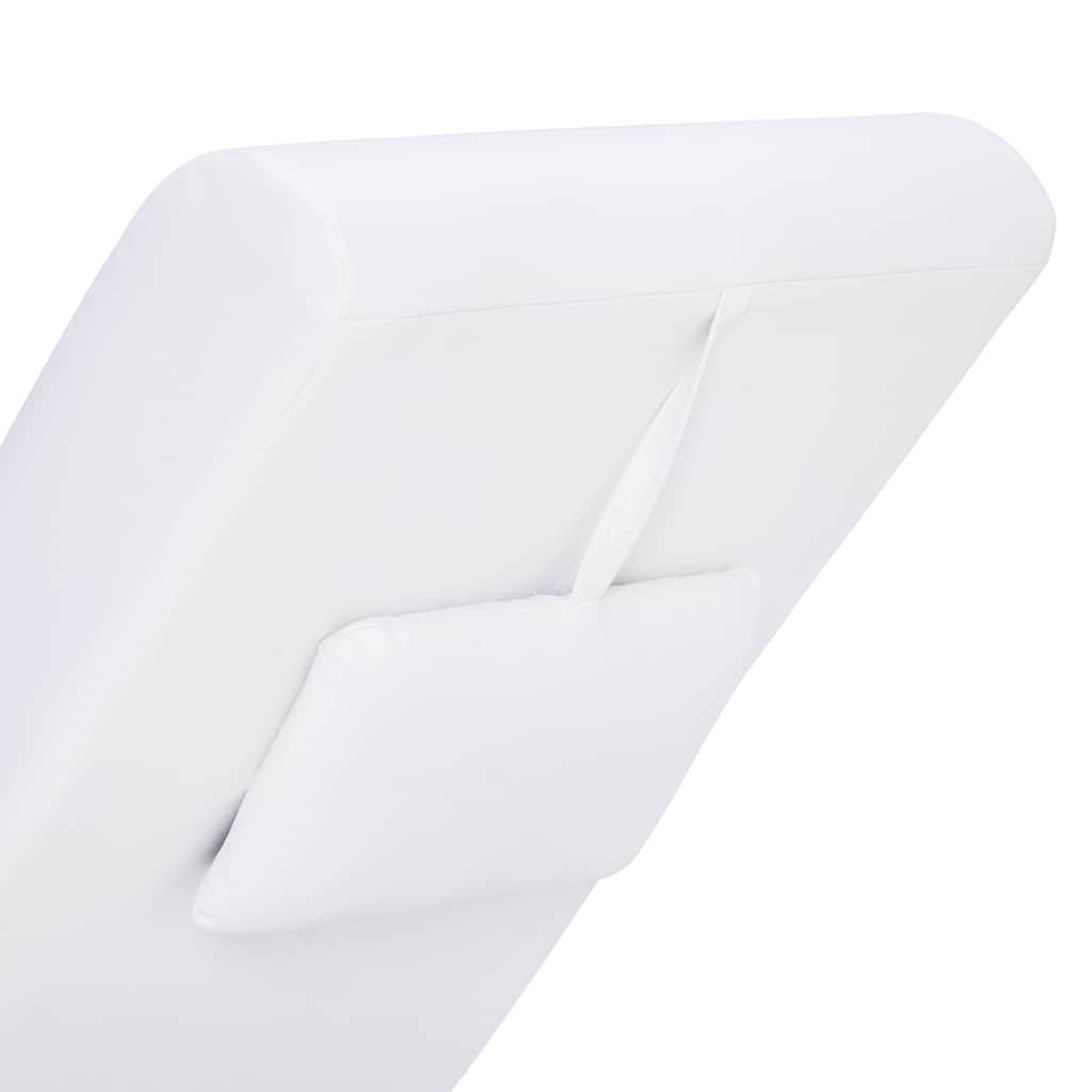 Massage chaise longue met kussen kunstleer wit — afbeelding 6
