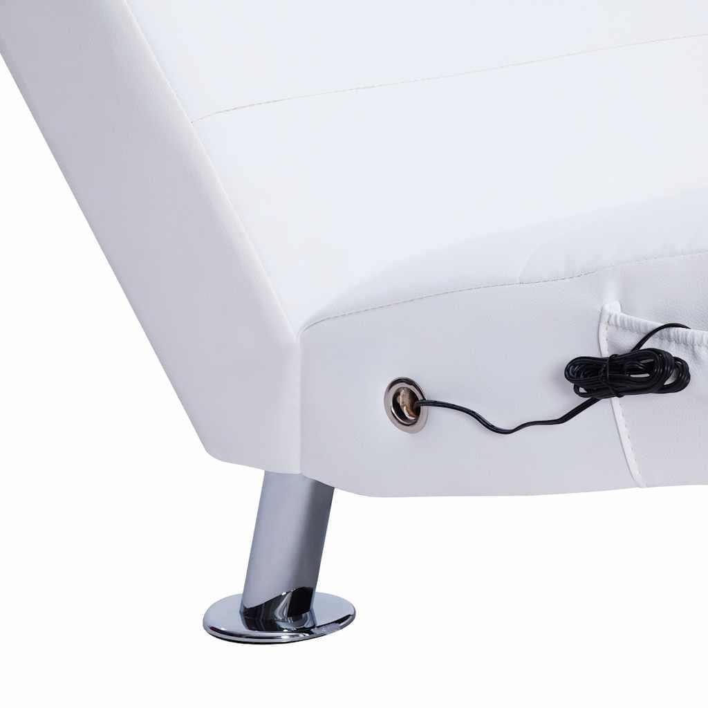 Massage chaise longue met kussen kunstleer wit — afbeelding 7