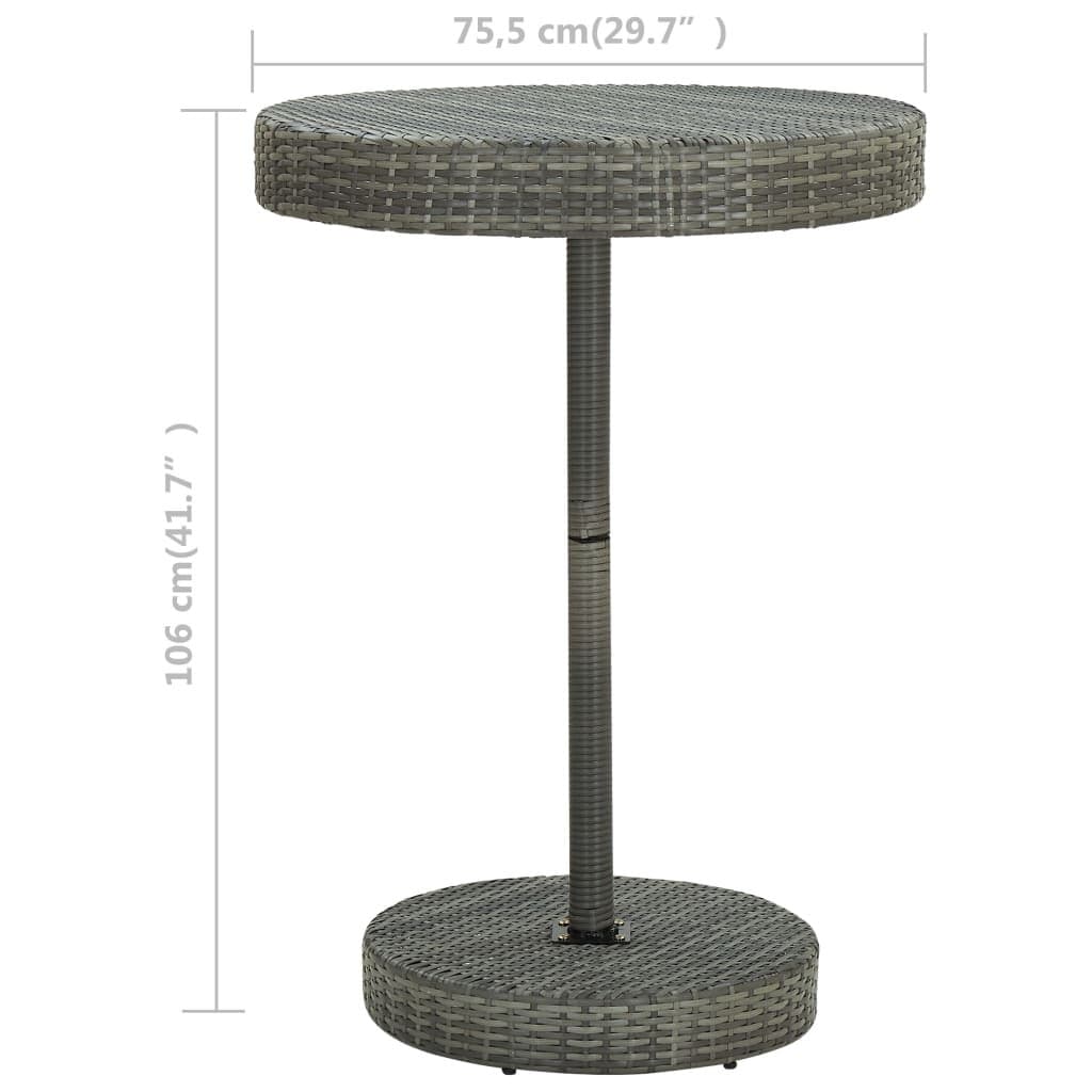 Movio Tuintafel 75,5×106 cm poly rattan grijs — afbeelding 4