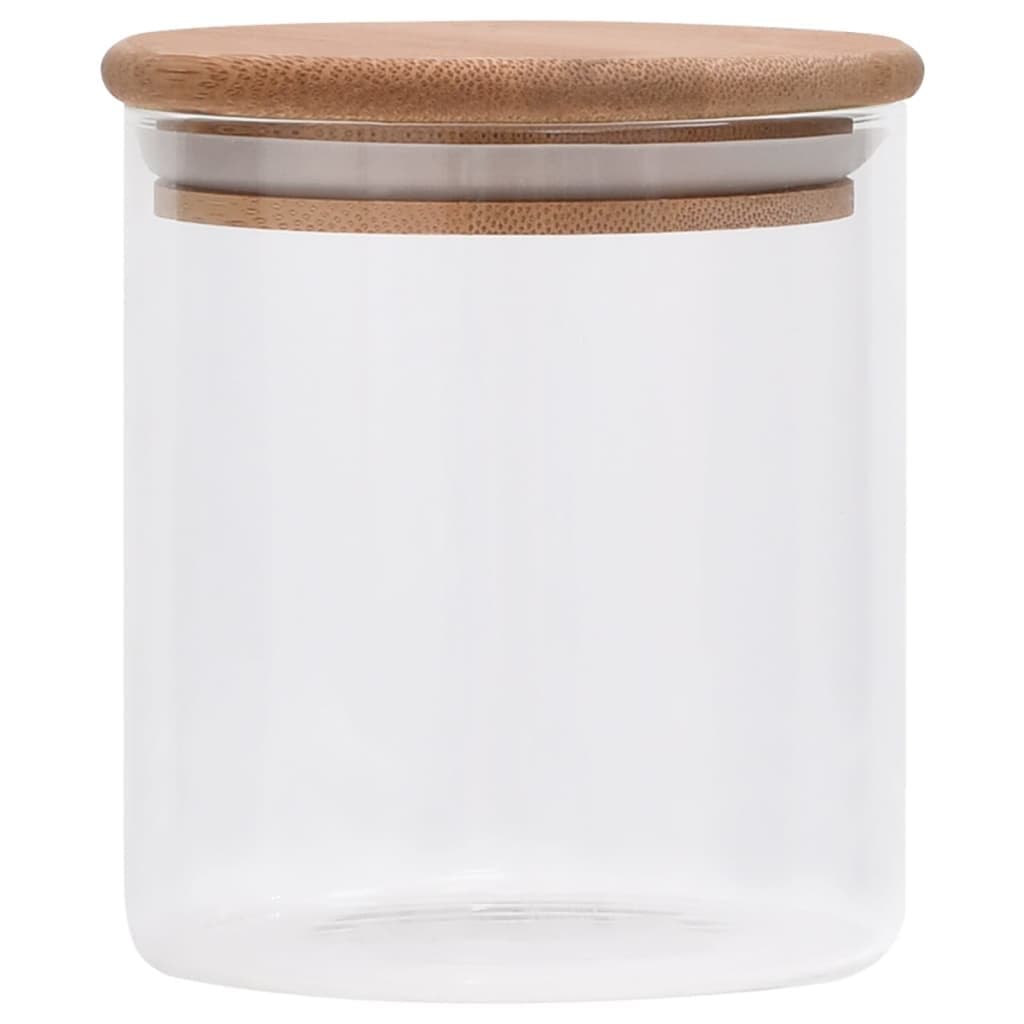 Opbergpotten met bamboe deksel 6 st 600 ml glas — afbeelding 3