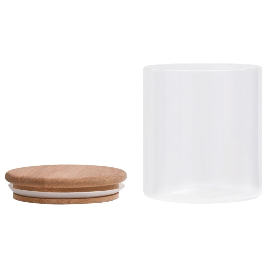 Opbergpotten met bamboe deksel 6 st 600 ml glas — afbeelding 4