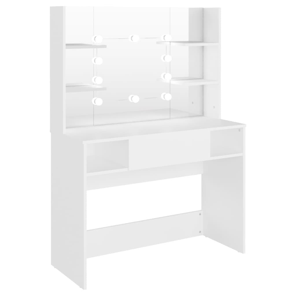 Kaptafel met LED-verlichting 100x40x135 cm MDF wit — afbeelding 2