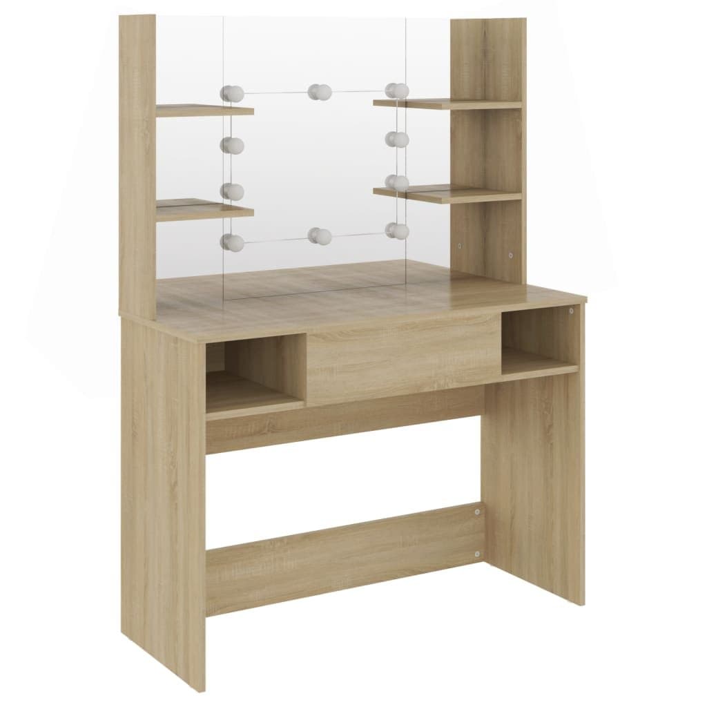 Kaptafel met LED-verlichting 100x40x135 cm MDF eikenkleurig — afbeelding 2