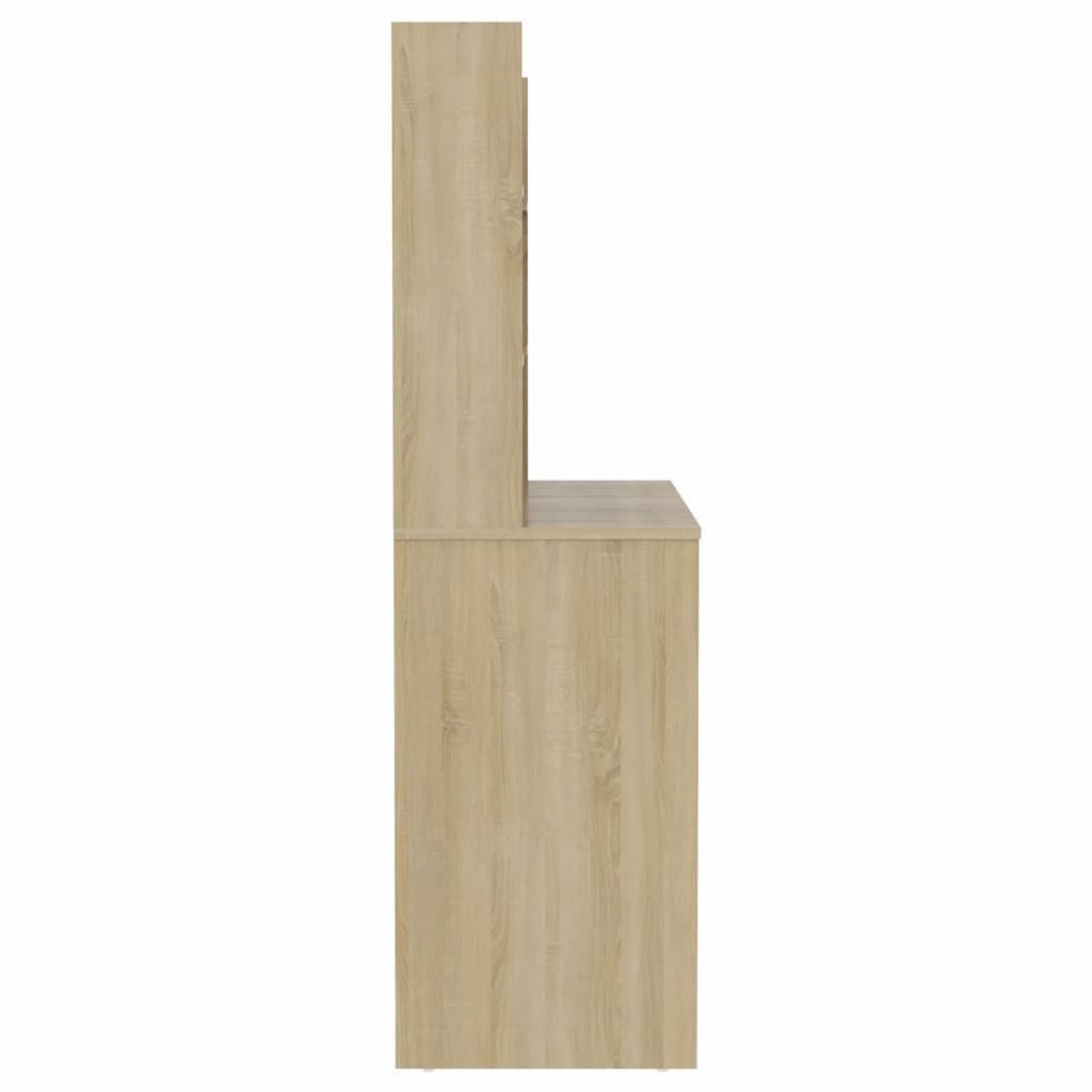 Kaptafel met LED-verlichting 100x40x135 cm MDF eikenkleurig — afbeelding 4