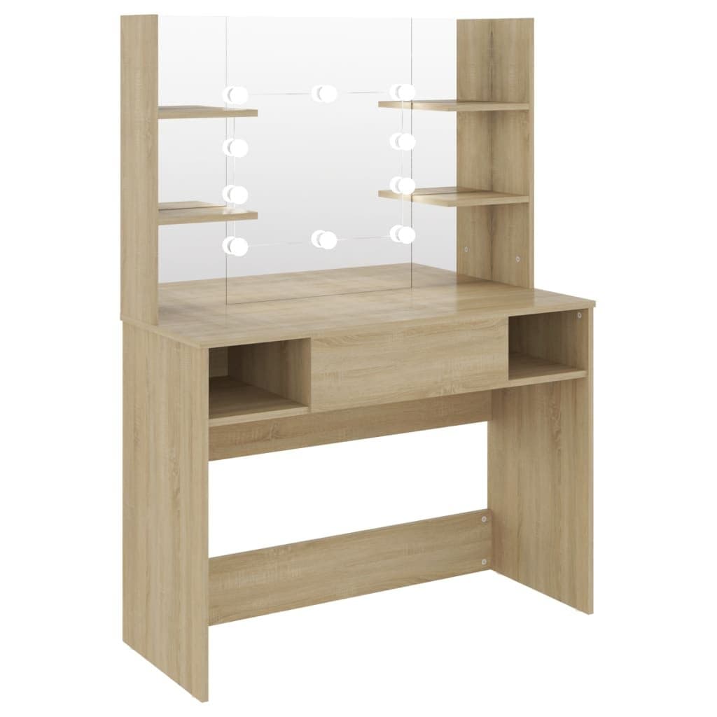Kaptafel met LED-verlichting 100x40x135 cm MDF eikenkleurig — afbeelding 5