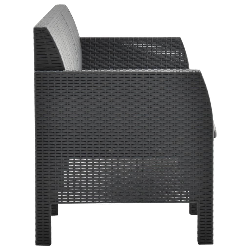 2-delige Loungeset met kussens PP rattan antracietkleurig — afbeelding 6