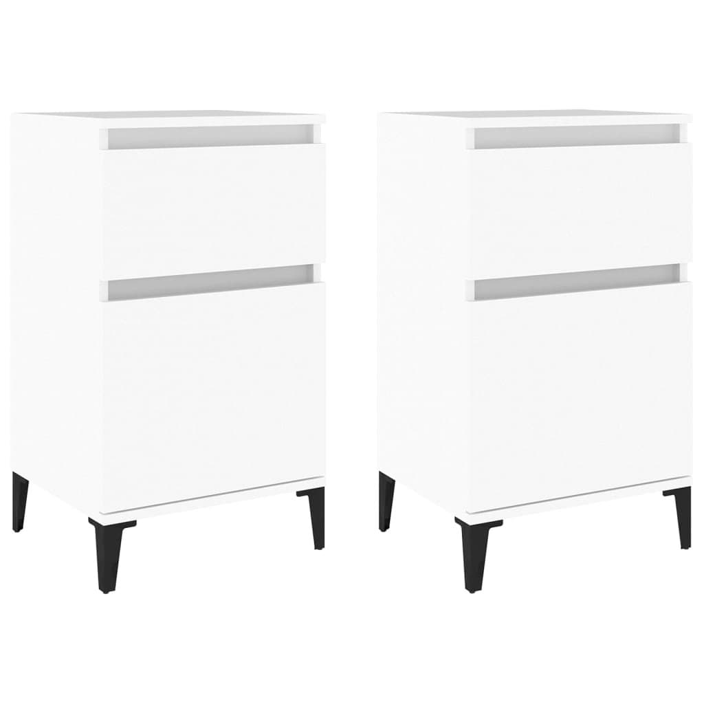 Nachtkastjes 2 st 40x35x70 cm wit — afbeelding 2
