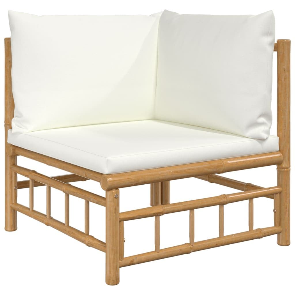 6-delige Loungeset met kussens bamboe crèmewit — afbeelding 4