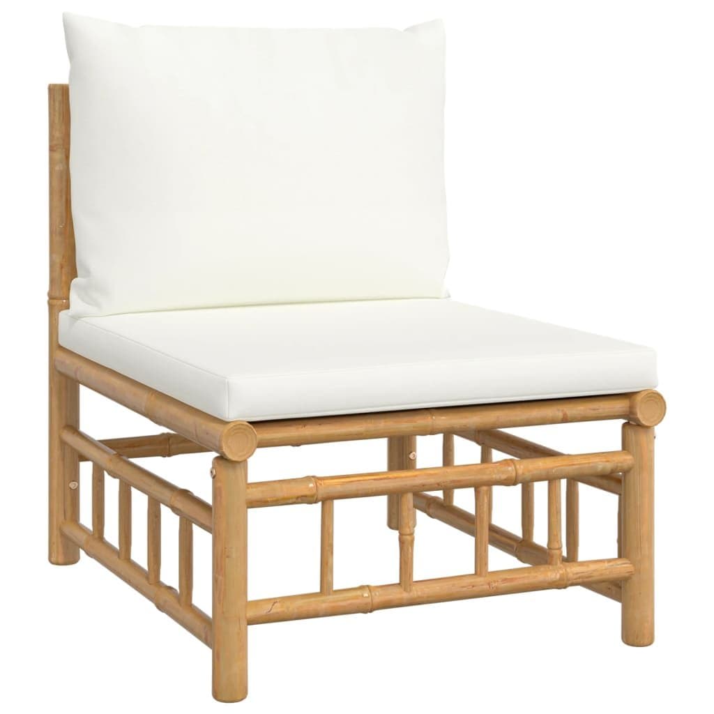 6-delige Loungeset met kussens bamboe crèmewit — afbeelding 5