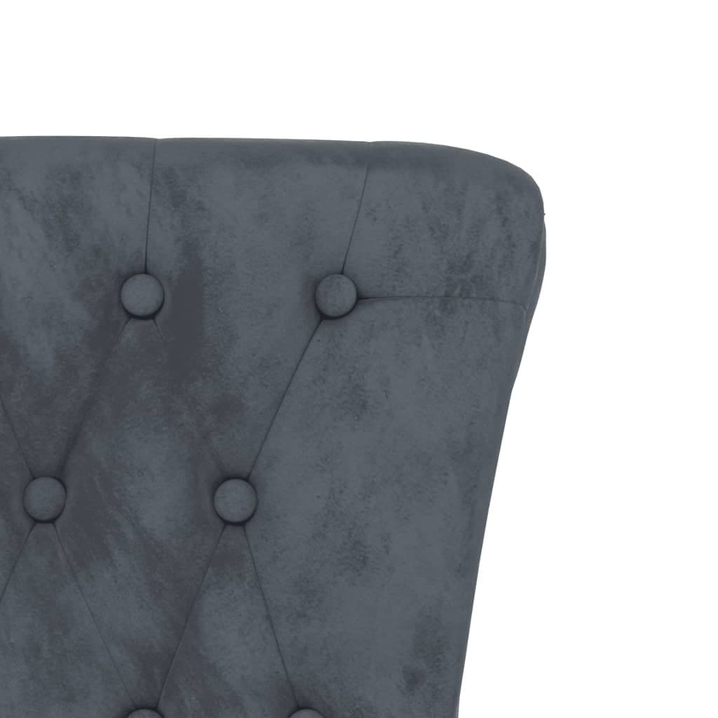 Stoel hoge rugleuning met knopen fluweel donkergrijs — afbeelding 6