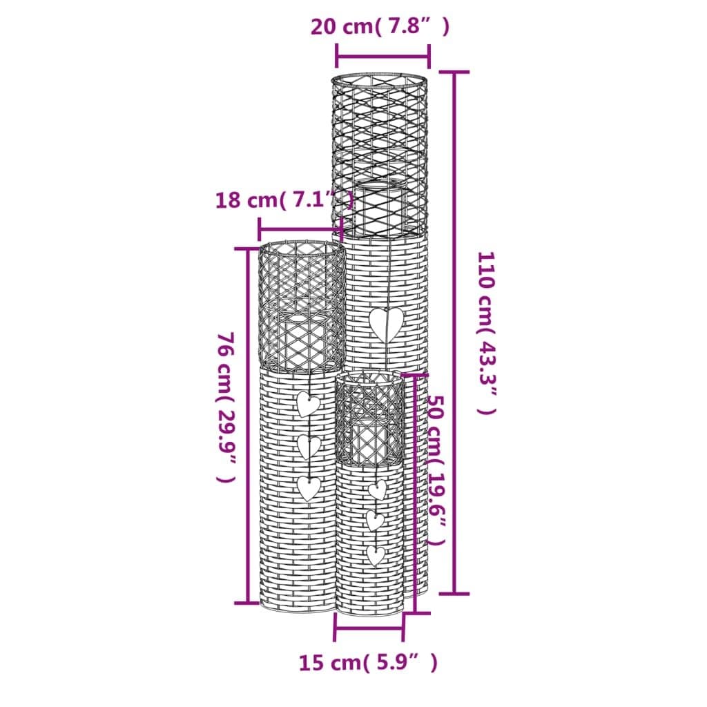 Kaarsenhouders 3 st wicker grijs — afbeelding 6