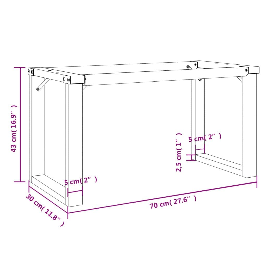 Salontafelpoten O-frame 70x30x43 cm gietijzer — afbeelding 9