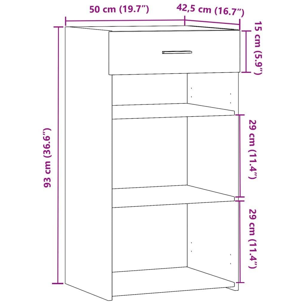 Dressoir 50×42,5×93 cm bewerkt hout gerookt eikenkleurig — afbeelding 10