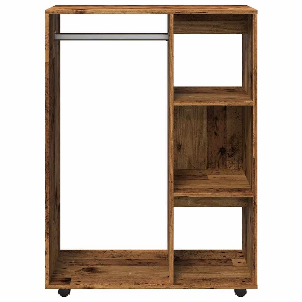 Kledingkast 80x40x110 cm bewerkt hout oud houtkleurig — afbeelding 5