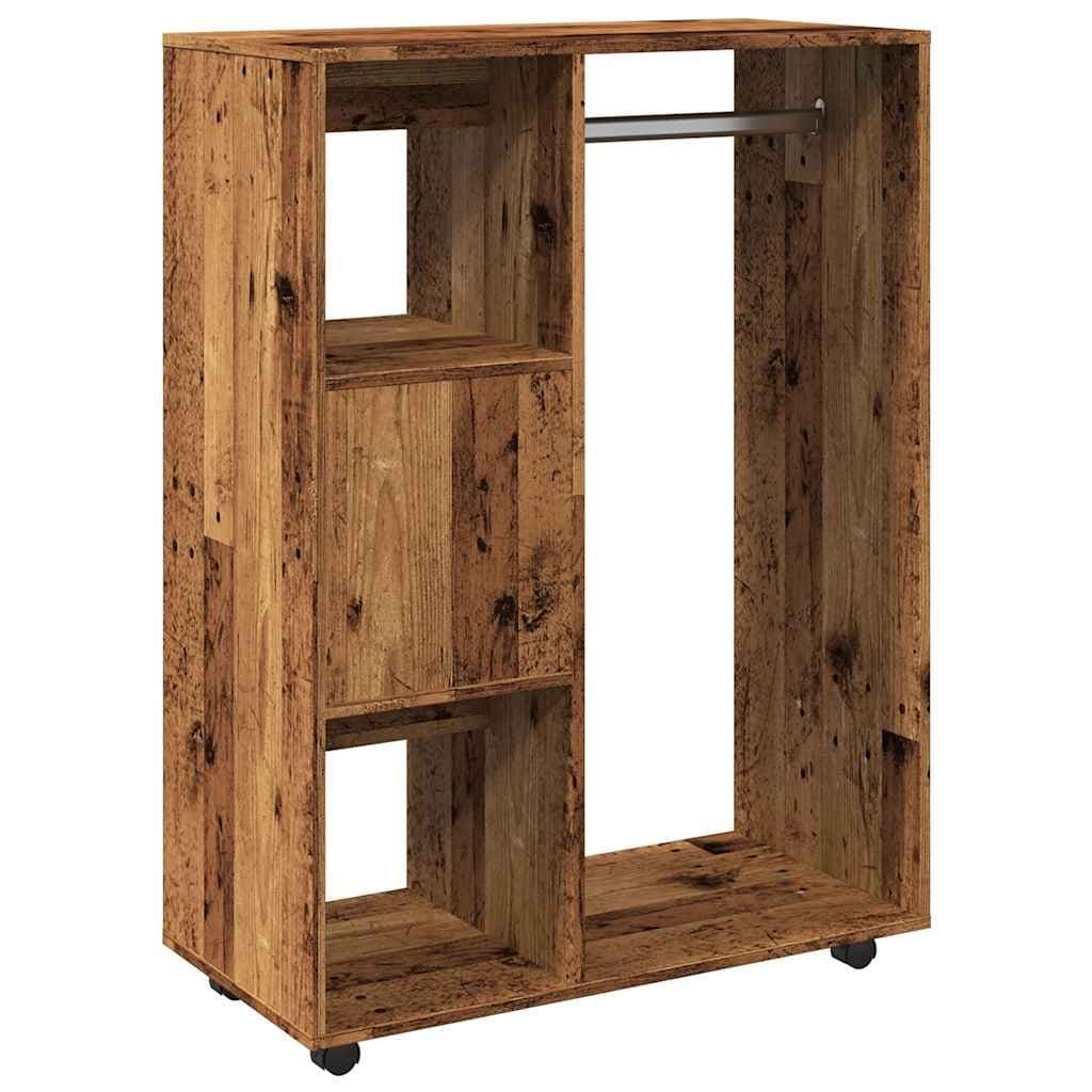 Kledingkast 80x40x110 cm bewerkt hout oud houtkleurig — afbeelding 7