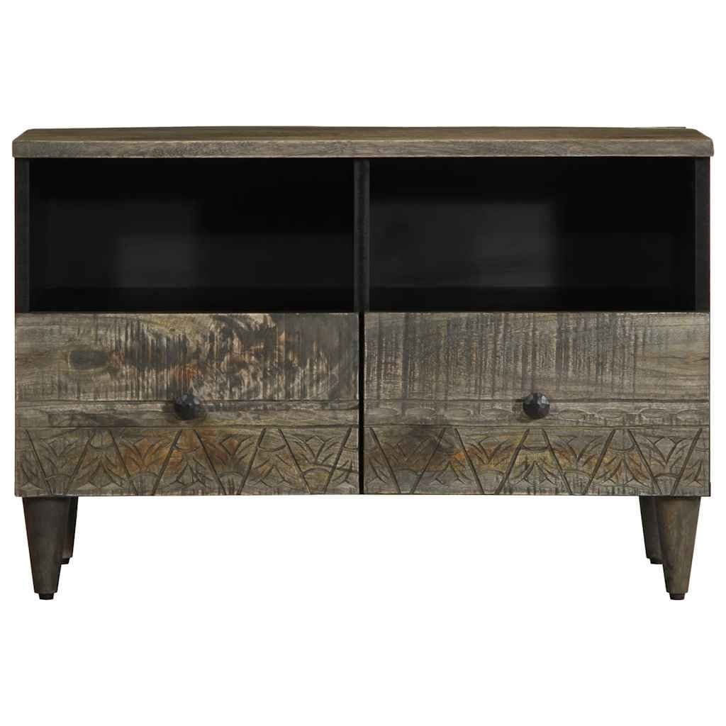 Tv-meubel 70×33,5×46 cm massief mangohout lichtgrijs — afbeelding 2