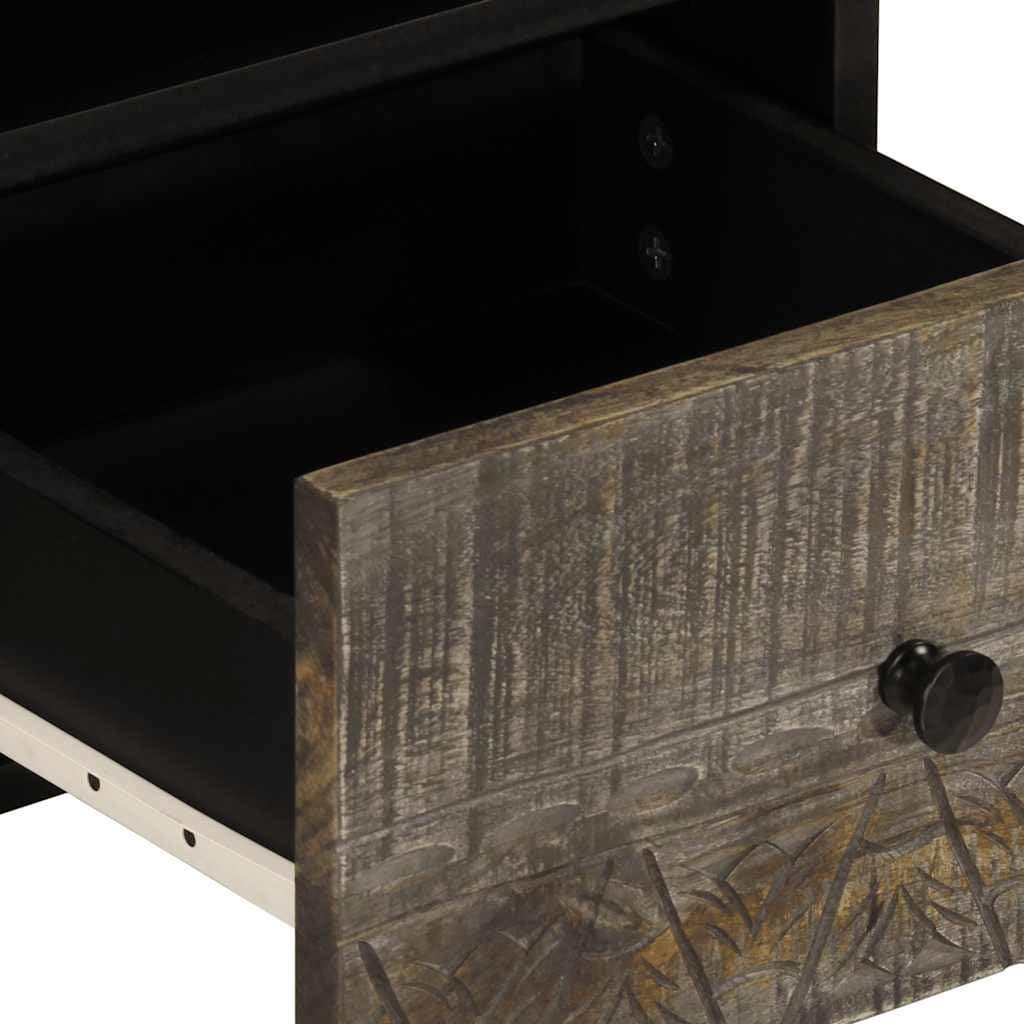 Tv-meubel 70×33,5×46 cm massief mangohout lichtgrijs — afbeelding 7