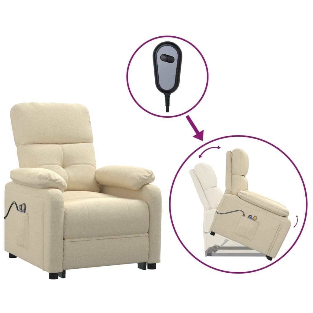 Sta-op-massagestoel stof crèmekleurig — afbeelding 2