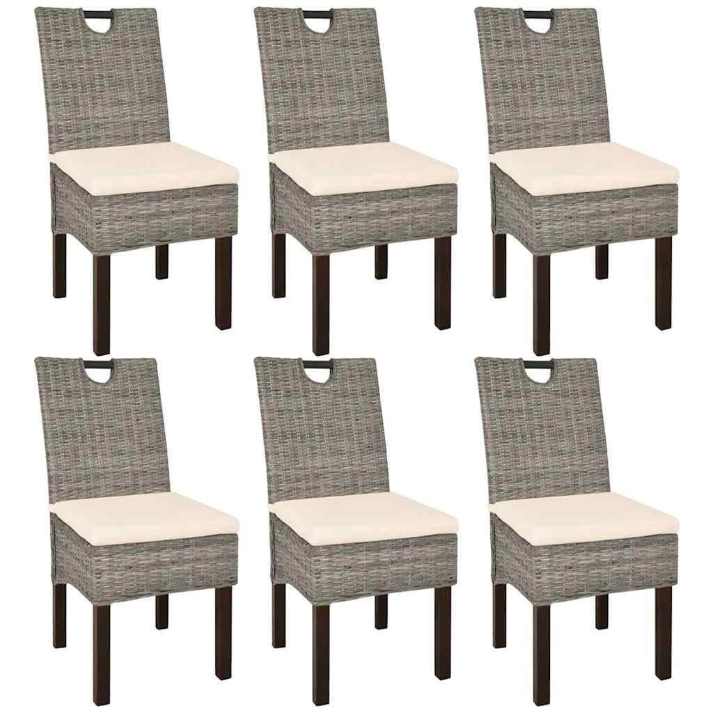Eetkamerstoel 6 st kubu rattan mangohout