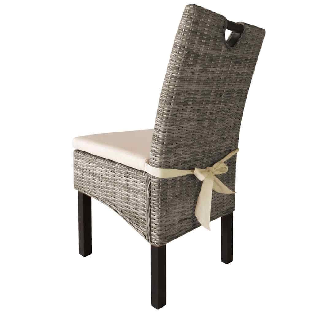 Eetkamerstoel 6 st kubu rattan mangohout — afbeelding 3