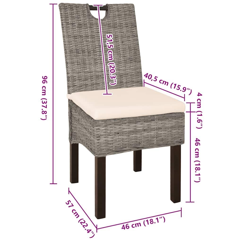 Eetkamerstoel 6 st kubu rattan mangohout — afbeelding 5
