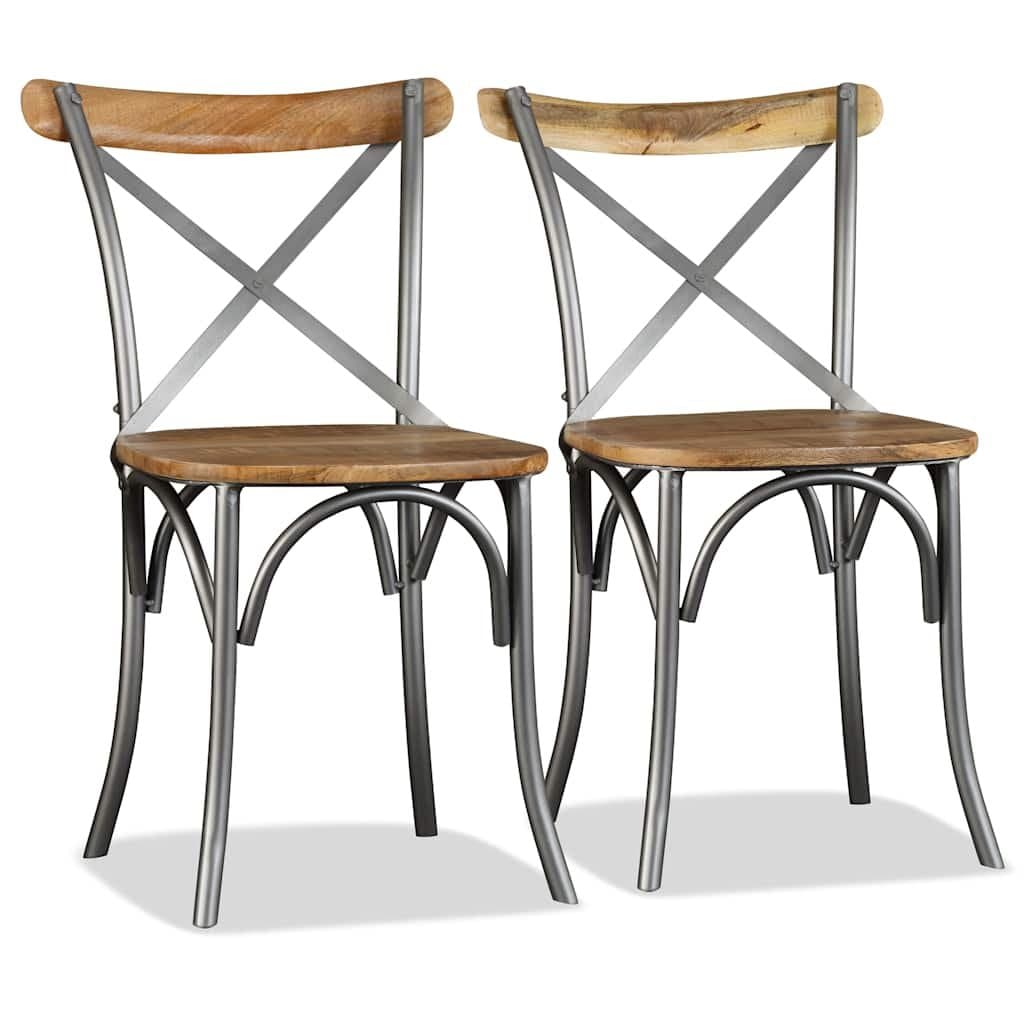 Eetkamerstoelen 2 st massief mangohout — afbeelding 3