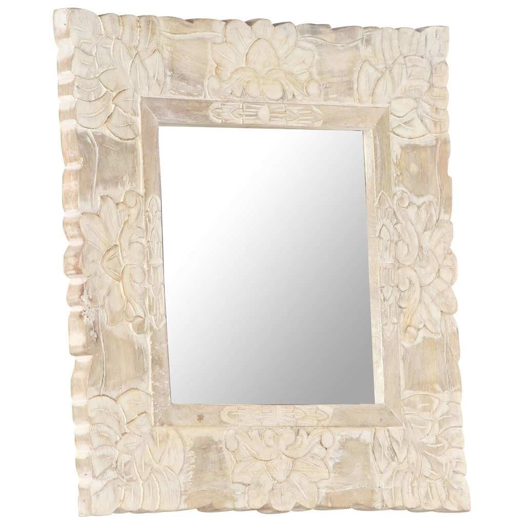 Spiegel 50×50 cm massief mangohout wit — afbeelding 4