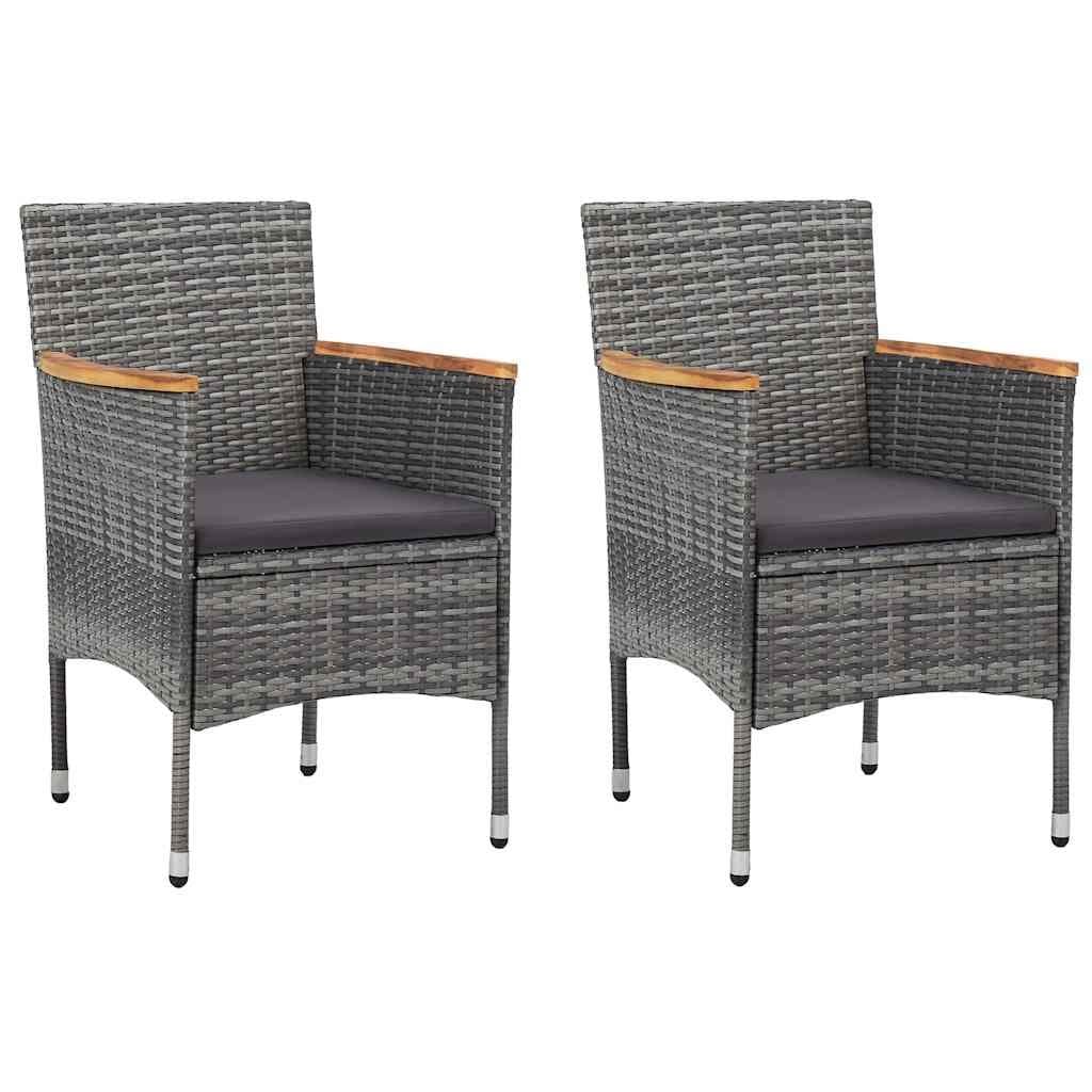 3-delige Bistroset poly rattan en gehard glas grijs — afbeelding 3