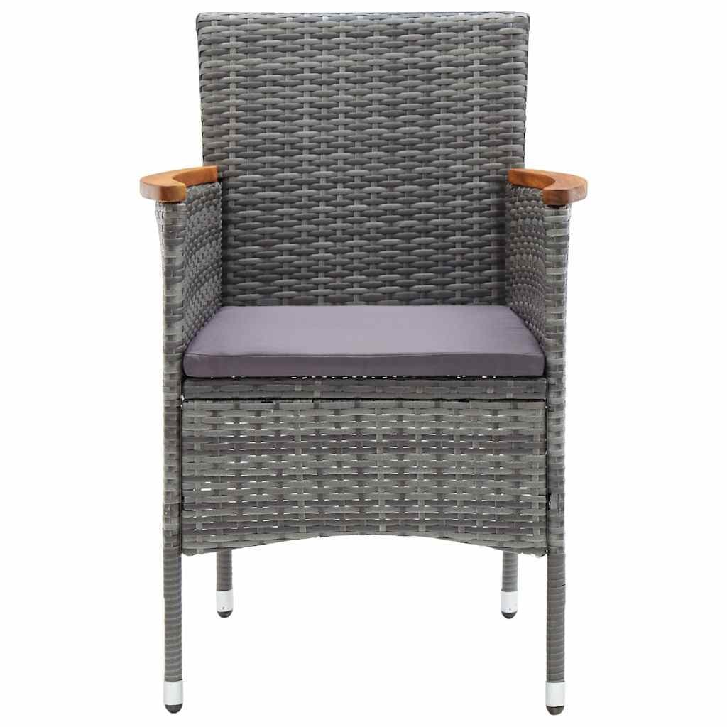 3-delige Bistroset poly rattan en gehard glas grijs — afbeelding 5