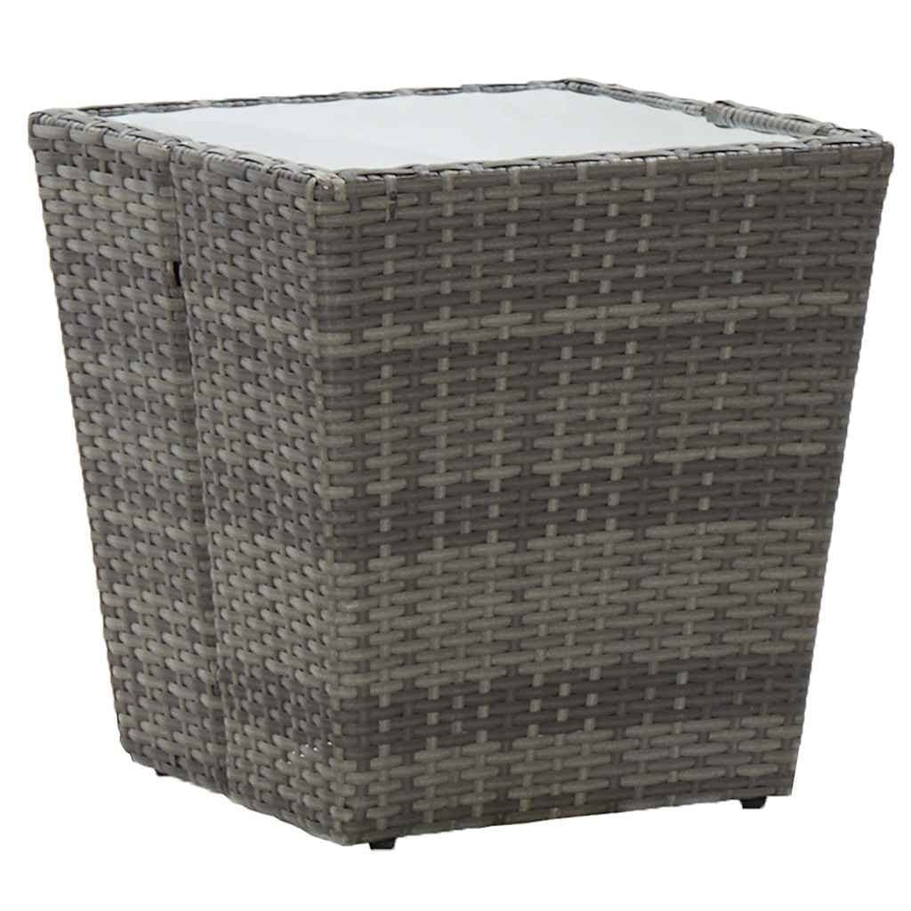 3-delige Bistroset poly rattan en gehard glas grijs — afbeelding 6