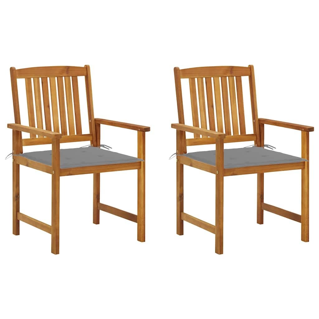 Tuinstoelen 2 st met kussens massief acaciahout