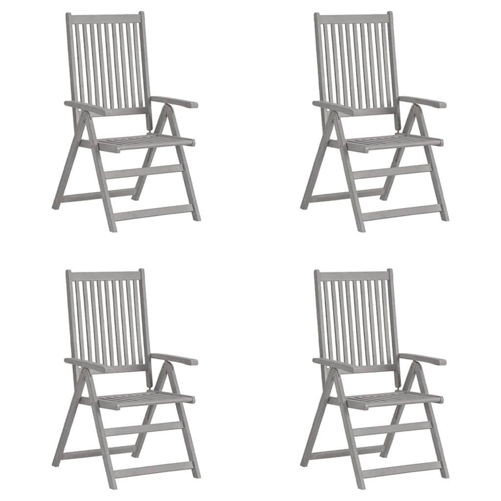 Tuinstoelen 4 st verstelbaar massief acaciahout grijs
