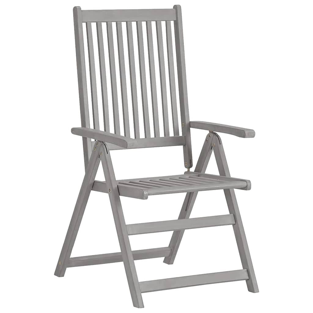 Tuinstoelen 4 st verstelbaar massief acaciahout grijs — afbeelding 2
