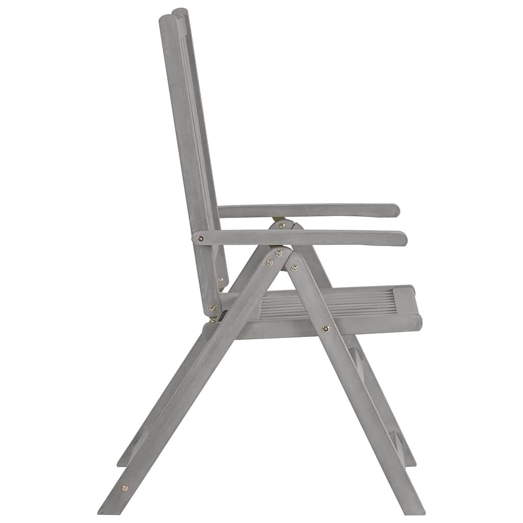Tuinstoelen 4 st verstelbaar massief acaciahout grijs — afbeelding 4