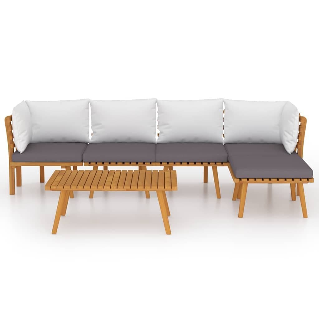 6-delige Loungeset met kussens massief acaciahout — afbeelding 3