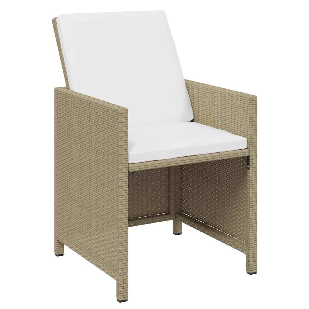 7-delige Tuinset met kussens poly rattan beige — afbeelding 5