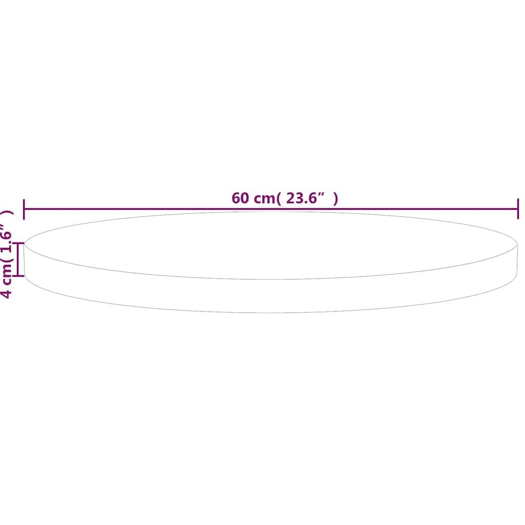 Tafelblad rond Ø60×4 cm onbehandeld massief eikenhout — afbeelding 4