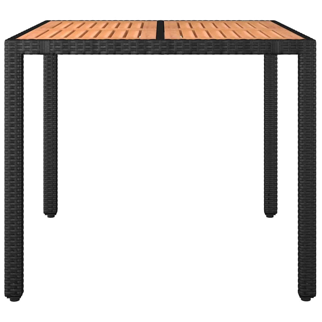 Tuintafel met houten blad poly ratten en acaciahout zwart — afbeelding 3