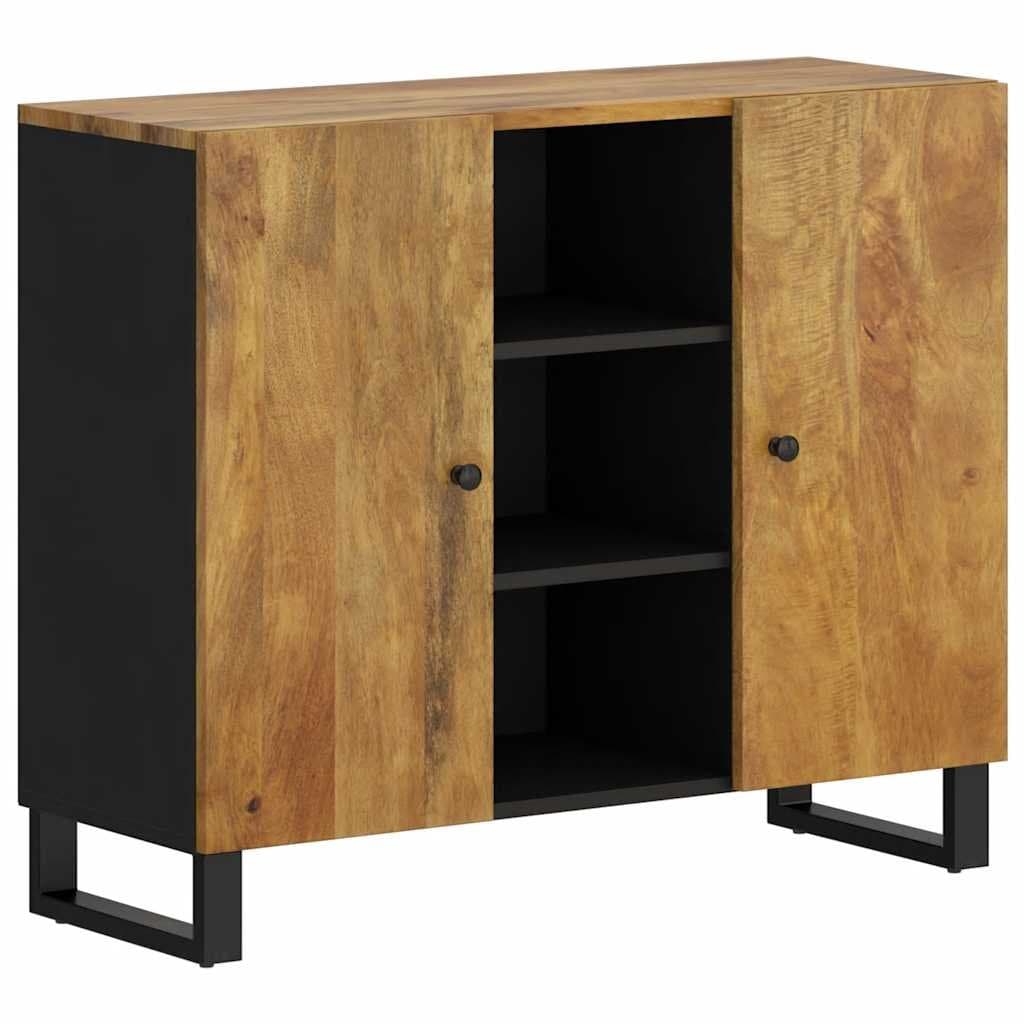Dressoir met 2 deuren 90x33x75 cm massief mangohout — afbeelding 2