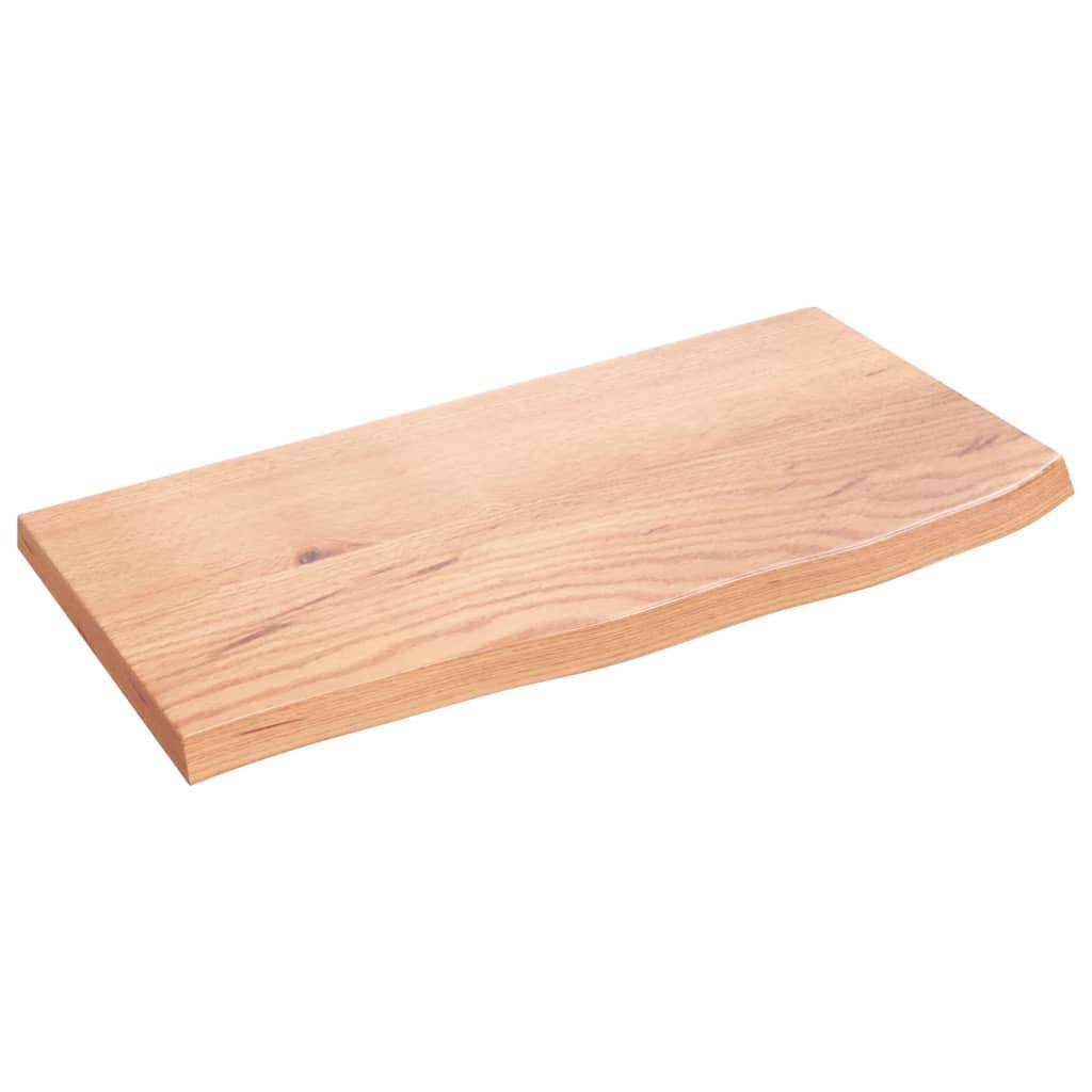 Wandschap 60x30x2 cm behandeld massief eikenhout lichtbruin — afbeelding 2