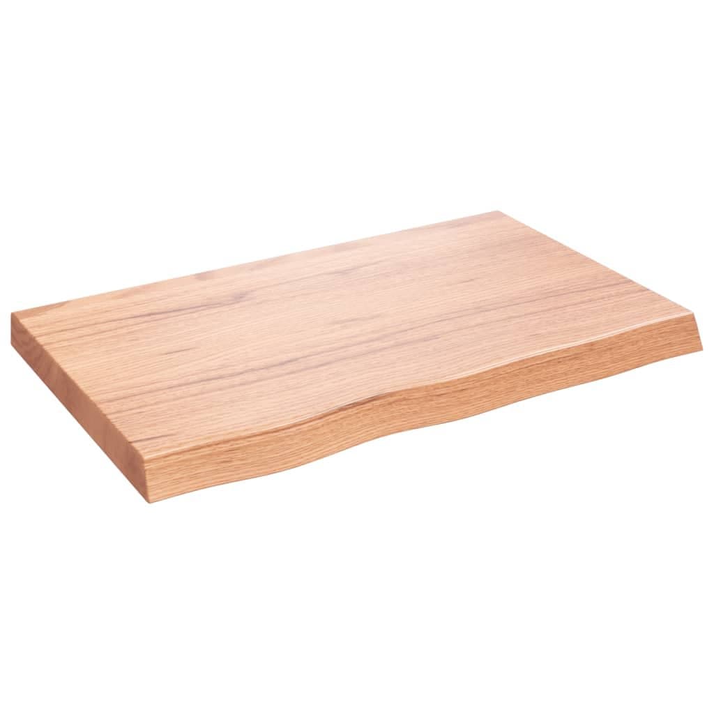 Wandschap 80x50x(2-6) cm behandeld massief eikenhout lichtbruin — afbeelding 2