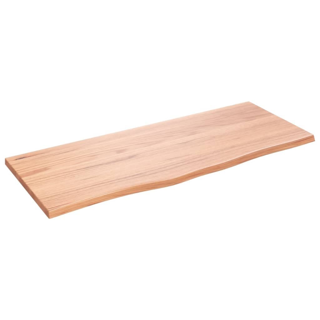 Tafelblad 100x40x2 cm behandeld massief eikenhout lichtbruin — afbeelding 2