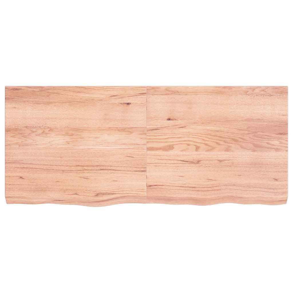 Tafelblad 140x60x(2-6)cm behandeld massief eikenhout lichtbruin — afbeelding 3
