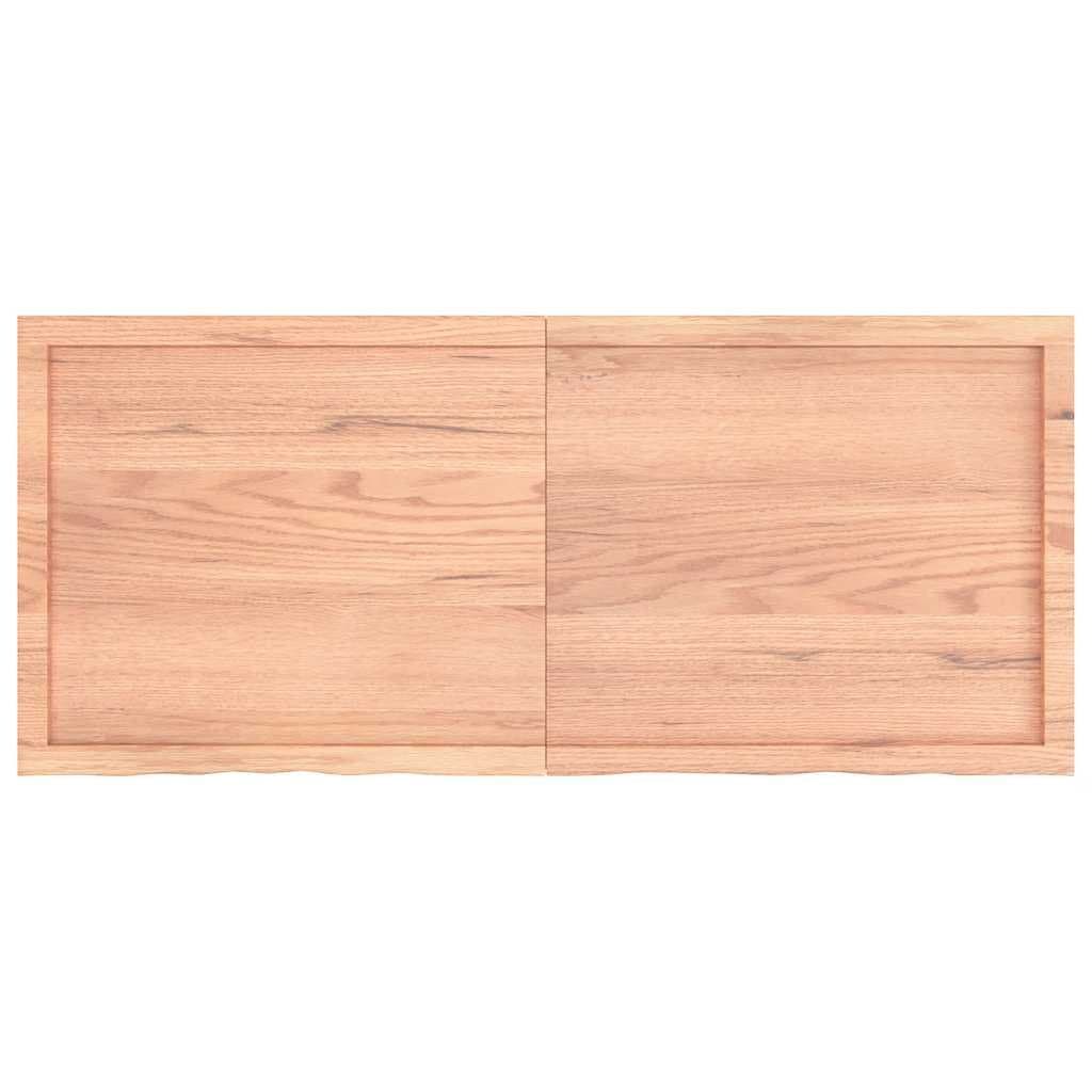 Tafelblad 140x60x(2-6)cm behandeld massief eikenhout lichtbruin — afbeelding 4