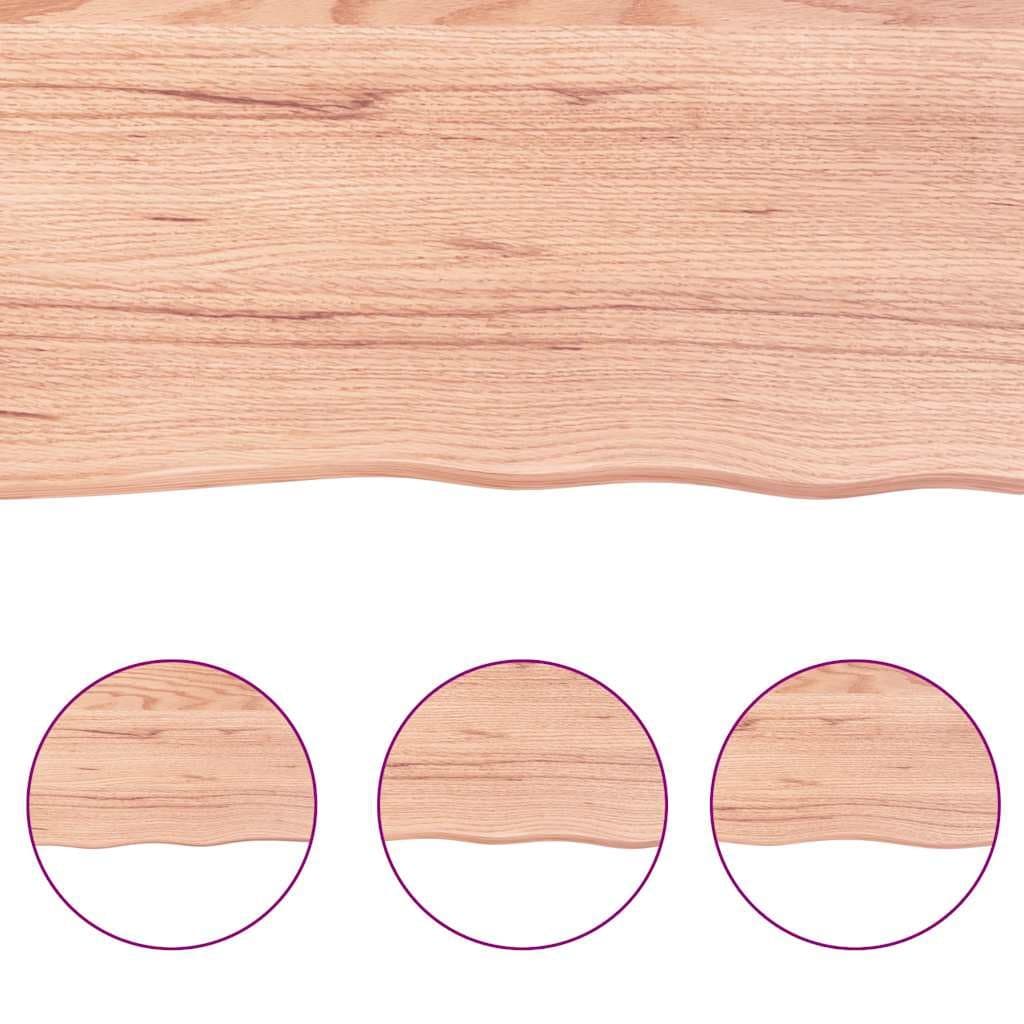 Tafelblad 140x60x(2-6)cm behandeld massief eikenhout lichtbruin — afbeelding 5