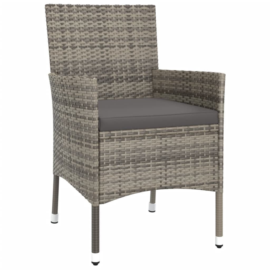 5-delige Bistroset met kussens poly rattan grijs — afbeelding 4