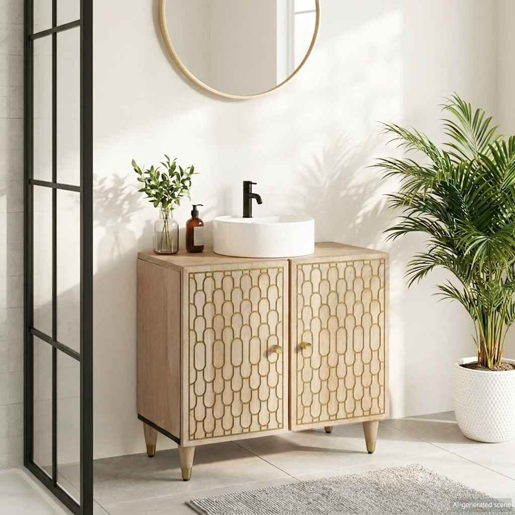 Wastafelkast 62x33x58 cm massief mangohout