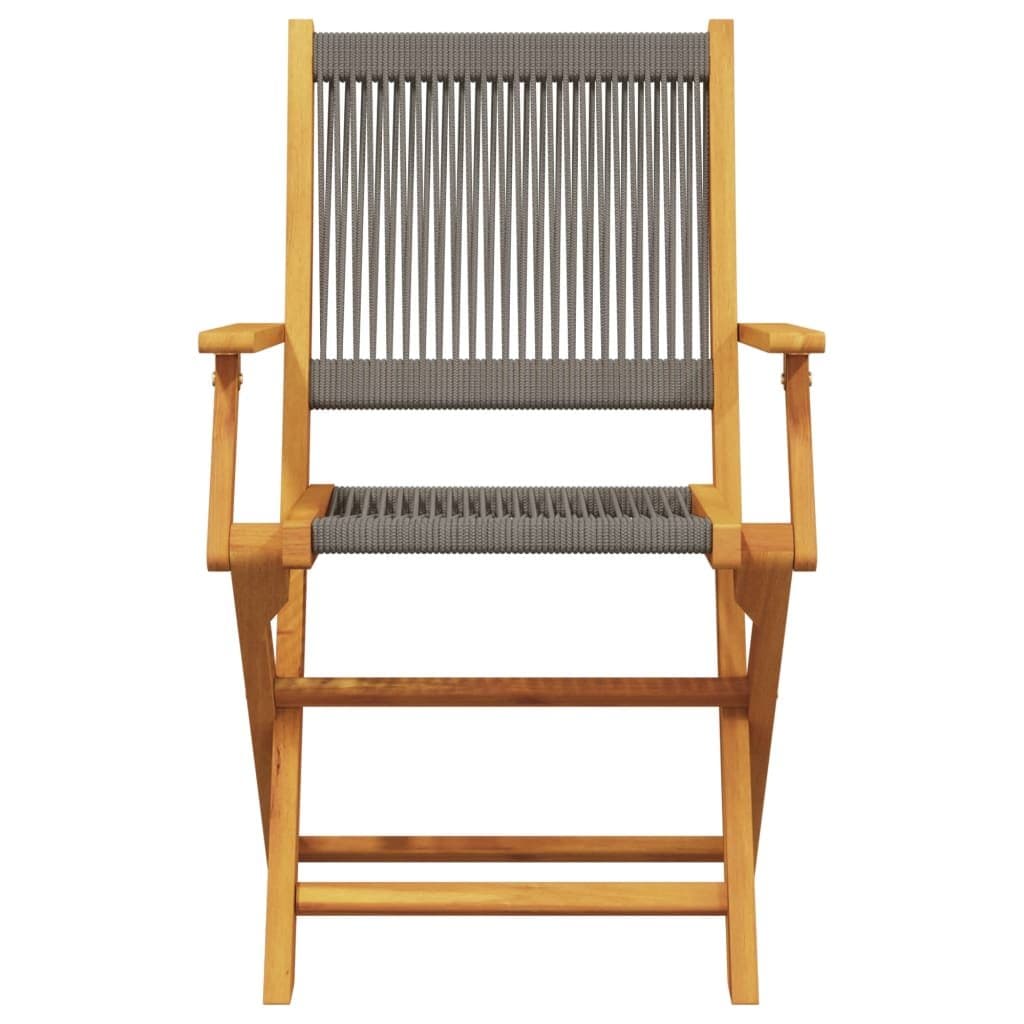 Opklapbare stoelen, 8 stuks, grijs, massief acaciahout — afbeelding 4