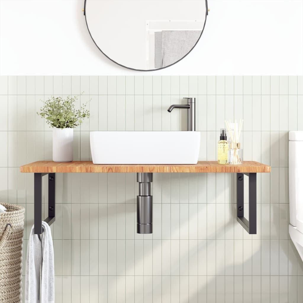 Badkamer wandschap staal en massief eikenhout — afbeelding 3